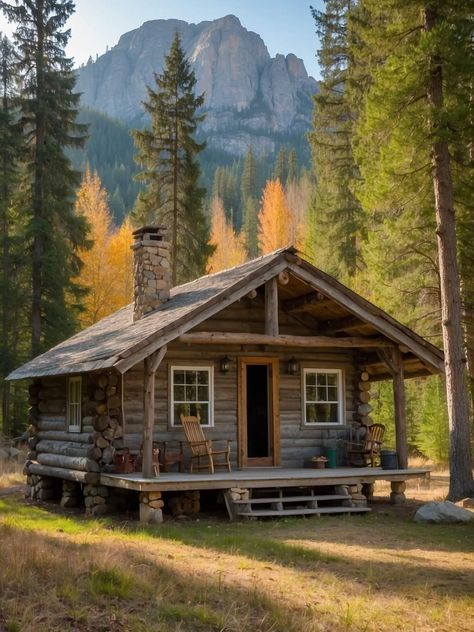 Building A Small House, How To Build A Log Cabin, Old Cabins, Log Cabin Living, Log Cabin Rustic, Small Log Cabin, Hunting Cabin, Simple Lifestyle, Cabin Kits