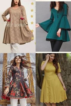 Ladies Frok Designs, Panel Frock Design Pakistani, Shorts Frock Design, Short Forks Dress Pakistani, Shafoon Frocks Pakistani, Farok Suit Design Short, Frok Designs For Women Casual Pakistani, Latest Frok Designs For Women, Short Frocks For Women Design