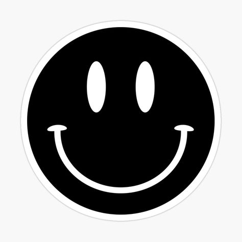 Get my art printed on awesome products. Support me at Redbubble #RBandME: https://www.redbubble.com/i/sticker/Black-Smiley-by-vonkhalifa15/65215716.EJUG5?asc=u Black And White Smiley Face, Black Smiley Face, Smiley Sticker, Smiley Logo, Black Emoji, Smiley Face Sticker, Funny Smiley, Smiley Design, Smile Sticker