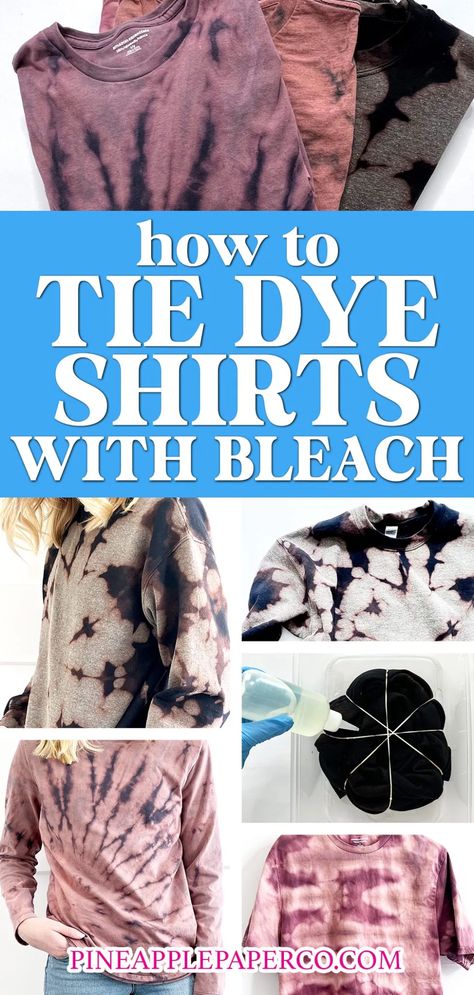 Spiral Bleach Tie Dye, How To Make Your Own Tie Dye Ink, How To Tie Dye Black Shirts, Tie Dye Garments, Easy Bleach Tie Dye, Diy Bleach Dye Shirt, Reverse Tie Dye Folding Techniques, Easy Tye Dye Patterns Step By Step, Tye Dye Black Shirt