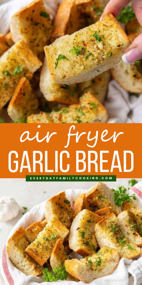 An easy recipe to make air fryer garlic bread that pairs with almost all dinners. The whole family will love this side dish! Air Fryer Garlic Bread, Homemade Garlic Bread Recipe, Frozen Garlic Bread, Air Fryer Garlic, Make Garlic Bread, Homemade Garlic Bread, Garlic Bread Recipe, Meatless Main Dishes, Cheesy Garlic Bread