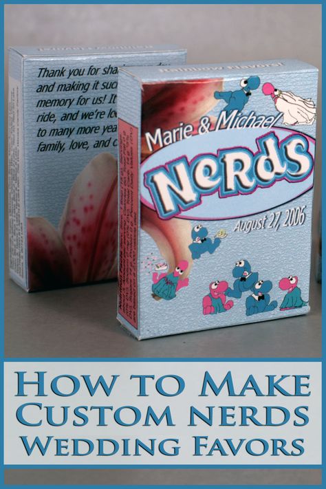 These DIY Custom Nerds Wedding Favors are a cute and unique gift to offer at your special event. Customize to your theme and taste! Nerd Wedding Favors, Wedding Guest Favors Ideas, Dnd Wedding Ideas, Nerd Wedding Ideas, Dungeons And Dragons Wedding, Nerdy Recipes, Nerdy Wedding Ideas, Willow Wedding, Got Wedding