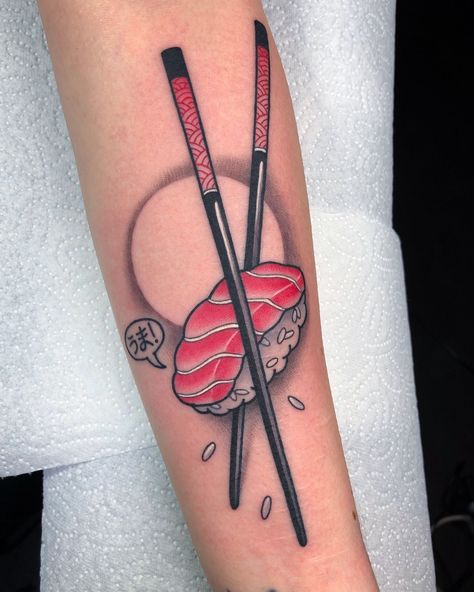 Sushi Tattoo, Chef Tattoo, Wrist Tattoo Cover Up, Food Tattoos, C Tattoo, Tatuaje A Color, Tattoo Desings, Wrist Tattoos For Women, Classic Tattoo