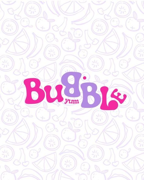 fun bubble gum logo branding design Bubble Gum Graphic Design, Bubbly Graphic Design, Candy Brands Logo, Bubble Graphic Design, Gum Branding, Bubble Logo Design, Cartoon Marshmallow, Character Ice Cream, Memories Logo