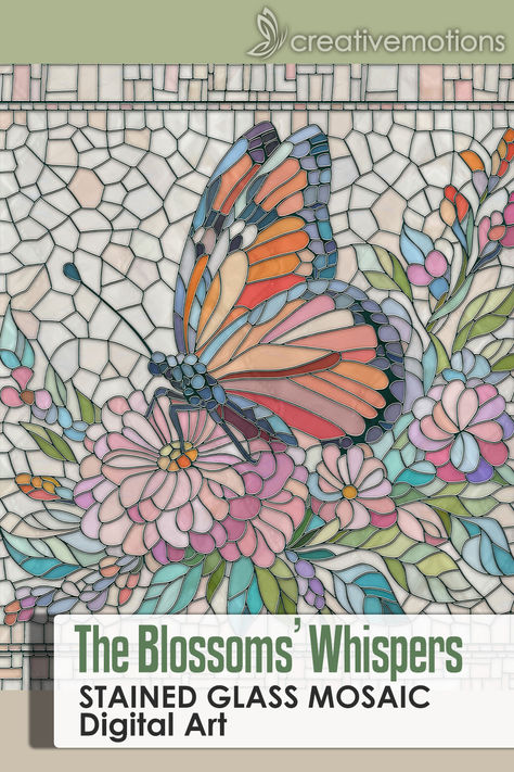 The Blossoms’ Whispers - Mosaic Art Stained Glass Mosaic, Glass Mosaic, Mosaic Art, Mosaic Glass, Stained Glass, Mosaic, Blossom, Stain, Digital Art