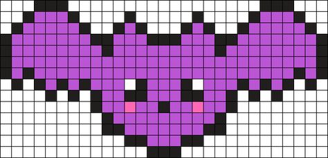 Kawaii Bat Perler Bead Pattern | Bead Sprites | Animals Fuse Bead Patterns Bat Perler, Hama Beads Halloween, Kawaii Bat, Easy Perler Bead Patterns, Graph Crochet, Fuse Bead Patterns, Halloween Cross Stitch Patterns, Pattern Maker, Perler Bead Templates