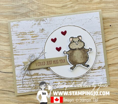 I Could Just Hug You – Hand Stamped Cards with Josee Smuck-Stampin' Up! Canada Demonstrator Stampin Up Hearts & Hugs, Hearts And Hugs Stampin Up Cards, Moon Stamp, Birthday Hug, Big Shot Machine, Heat Embossing, Stamp Tutorial, Hand Stamped Cards, Card Crafting