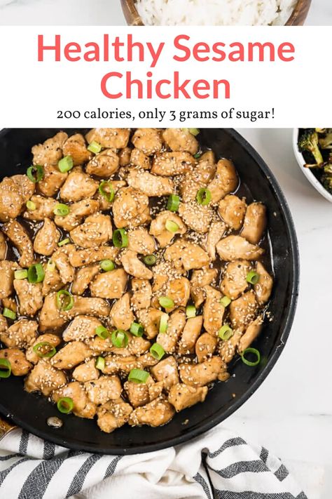 You will never believe that this Sesame Chicken is actually good for you! Ready in 20 minutes, easy to make, and just as good as Chinese takeout. #dinner #kidfriendly #quickandeasy Healthy Sesame Chicken, Slender Kitchen, Weight Watchers Chicken, Weight Watcher Dinners, Chinese Takeout, Sesame Chicken, Healthy Lunch Recipes, Quick Healthy, Ww Recipes