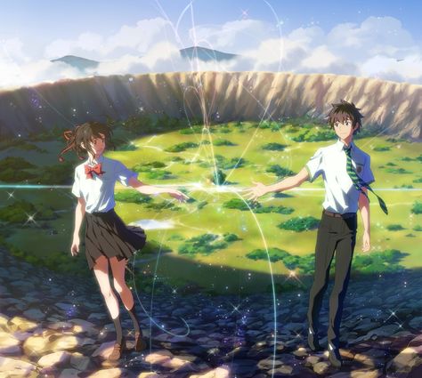 Anime Your Name. Mitsuha Miyamizu Taki Tachibana Kimi No Na Wa. Fondo de Pantalla<<¡La quiero ver Mitsuha And Taki, Kimi No Na Wa Wallpaper, She And Her Cat, Your Name Movie, Your Name Wallpaper, The Garden Of Words, Your Name Anime, Accel World, Sweet Pictures