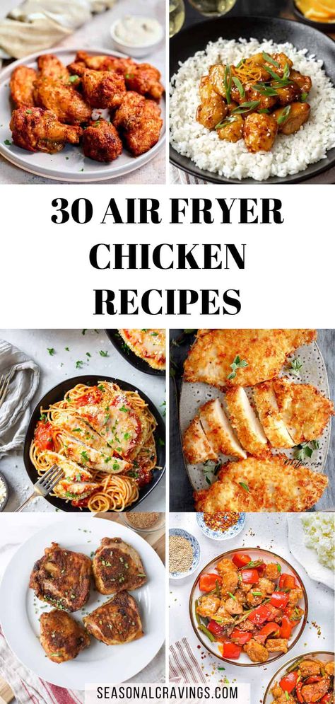 The Air Fryer is an excellent kitchen equipment you can use to simplify your meal prep. These Air Fryer chicken dinner recipes will give you plenty of ideas to enjoy an effortless yet delicious dinner at home that is also healthier. You can enjoy your meal more and let the air fryer do most of the cooking for you! Dinner Ideas Air Fryer Chicken, Air Fryer Chicken Dinner, Air Fryer Chicken Recipes, Way To Cook Chicken, Air Fryer Chicken Thighs, Chicken Leg Recipes, Ways To Cook Chicken, Leftover Rotisserie Chicken, Enjoy Your Meal