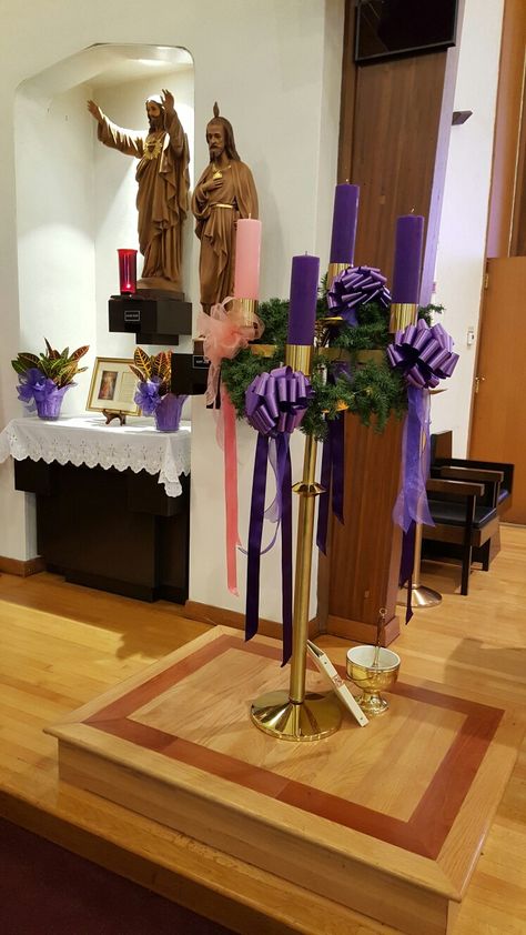 Visitation Roman Catholic Church Bricktown NJ   Advent  2017 Catholic Advent Wreath Ideas, Advent Candles Ideas Church, Advent Decorations For Church, Church Advent Candles, Catholic Church Advent Wreath, Catholic Advent Wreath, Advent Church Decorations, Advent Candle Holder, Advent Wreaths