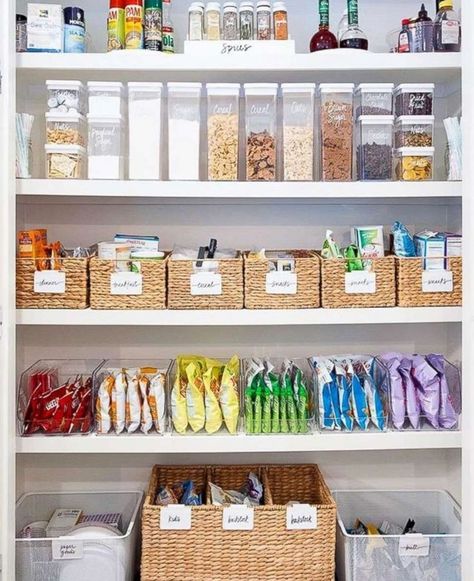 PHOTO: A pantry organized by The Home Edit founders is pictured. declutter, save space, organize, organization products, organization tips, organization hack, simplicity, ideas for an organized life, organization diy, organization ideas for the home, life, small spaces, organization hack, easy ways to organize Joanna Teplin, Desain Pantry Dapur, Organiser Cucina, Pantry Inspiration, Organized Pantry, Pantry Organisation, Desain Pantry, Kabinet Dapur, House Organisation