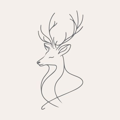 Elegant Minimalist Deer Line Art Deer Digital Art, Deer Line Tattoo, Dear Sketch, Simple Deer Drawing, Deer Line Drawing, Deer Drawing Easy, Deer Line Art, Deer Outline, Deer Logo