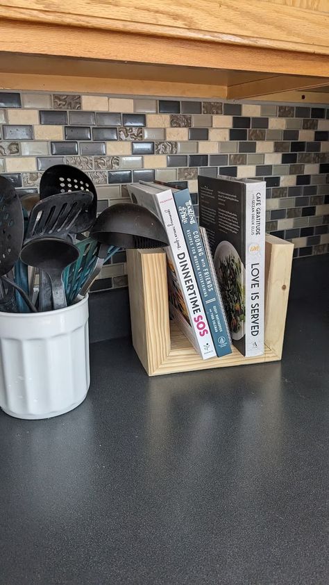 Wood Bookend Kitchen Bookend Tiny Bookcase Book Holder Kitchen Recipe Book Holder Cook Book Stand Kitchen Library Shelf Cookbook Bookend - Etsy Recipe Shelf In Kitchen, Recipe Book Shelf In Kitchen, Kitchen Book Display, Ways To Display Cookbooks, Recipe Book Shelf Kitchen, Cookbook Holder In Kitchen, Simple Wood Shelf Diy, Kitchen Decor Books, Cook Book Storage Ideas Kitchens