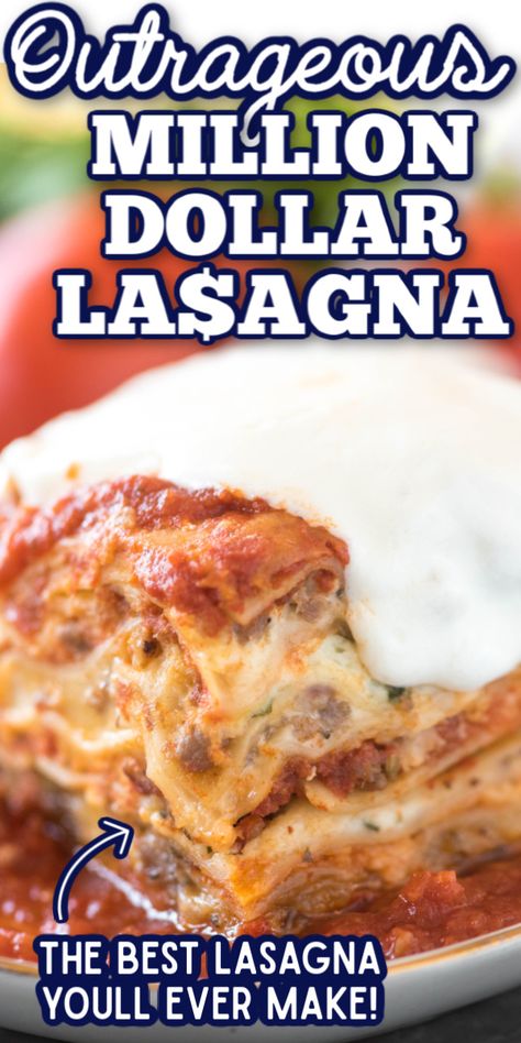 Million Dollar Lasagna, Best Easy Lasagna Recipe, Italian Sausage Marinara, Easy Lasagna Recipe With Ricotta, Homemade Lasagna Recipes, The Best Lasagna, Lasagna Recipe With Ricotta, Classic Lasagna Recipe, Sausage Marinara