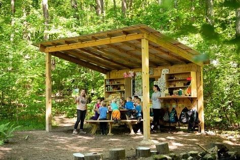 Outdoor Classroom Pavilion, Outdoor Classroom Whiteboard, Natural School Playground, Indoor Outdoor Classroom, Small Outdoor Classroom, Forest School Building, Nature Based School Design, Outdoor Forest Classroom, Outdoor Teaching Space