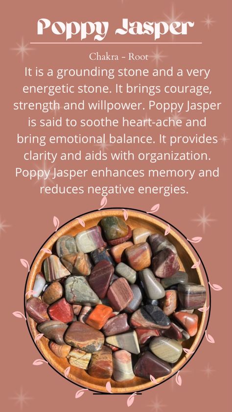 Picture Jasper Crystal Meaning, Kiwi Jasper Crystal Meaning, Witch Notes, Jasper Meaning, Poppy Jasper, Crystal Healing Stones, Crystal Meanings, Picture Jasper, Healing Stones