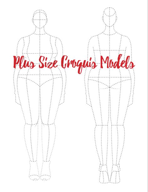 Plus Size Croquis Templates, Plus Size Croquis, Fashion Sketch Plus Size, Croquis Fashion Illustration Plus Size, Curvy Model Fashion Sketch, Fashion Figure Templates, Silhouette Sketch, Drawing Stencils, Fashion Silhouette