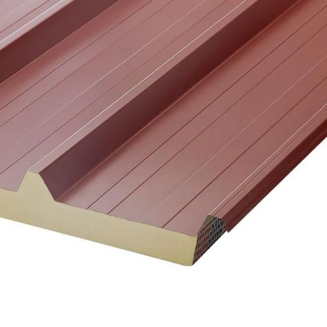 PIR Fiberglass roof sandwich panel (polyurethane core) with inner cladding of GFR (glass fibre reinforced) Fiberglass Roof, Roofing Tiles, Fibreglass Roof, Sandwich Panel, Building Roof, Aluminum Roof, Roof Installation, Roof Tiles, Roof Panels