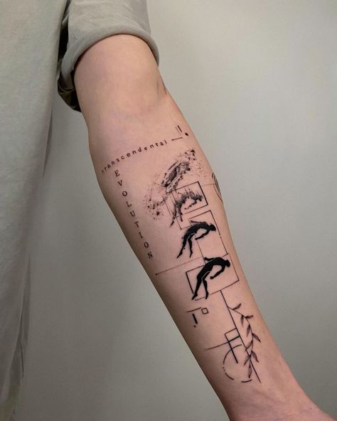 Geometric Tattoo Upper Arm, Geometric Design Tattoo, Realistic Animal Tattoos, Mindset Tattoo, Concept Tattoo, Evolution Tattoo, Deep Tattoo, Spirit Tattoo, Forearm Band Tattoos