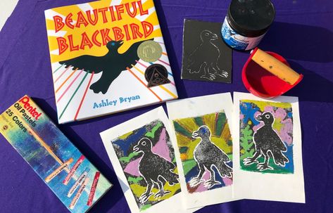 An Inspired and Simple Printmaking Lesson for All Levels - The Art of Education University Simple Printmaking, Printmaking Lessons, Blackbird Art, Celebrating Diversity, Relief Printmaking, The Color Black, Teaching Techniques, Bird Figure, Paper Birds