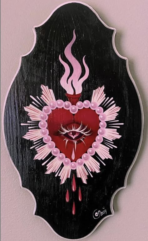 Posca Art, Goth Decor, Inspiration Painting, Art Inspiration Painting, Painting Inspo, Painting Art Projects, Tattoo Flash, Heart Art, Sacred Heart