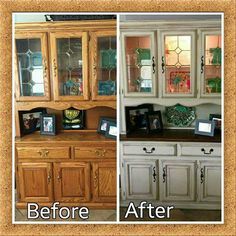 Lisa from Paintiques shows us this Before & After!  Great use of Dixie Belle Dropcloth and Espresso Gel   stain! Vintage Coffee Bar, Coffee And Love, Hutch Top, Coffee Bar Station, Hutch Makeover, Coffee Bar Ideas, Coffee Life, Kitchen Hutch, Bar Station