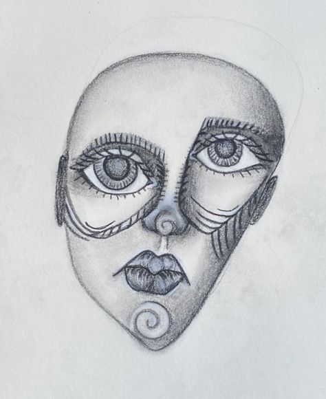 geometric abstract asymmetrical girl face , charcoal on paper Assymetrical Face Aesthetic, How To Draw Symmetrical Face, Aysemetrical Face, How To Fix An Assymetrical Face, Face Asymmetry, Asymmetrical Face, Abstract Face, Abstract Faces, Geometric Abstract