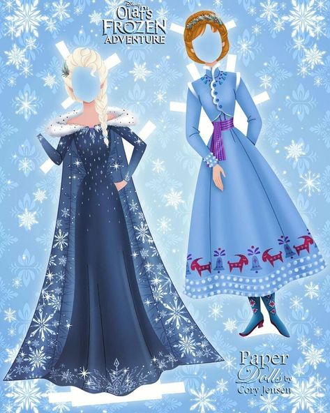 Cory Jensen (@paperdollsbycory) • Instagram photos and videos Frozen Paper Dolls, Frozen Printables, Disney Paper Dolls, Princess Paper Dolls, Elsa And Anna, Paper Dress, Paper Dolls Printable, Disney Descendants, Barbie Diy