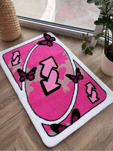 Uno Card Design, 2024 Home Decor, Tufting Diy, Uno Card, Room Decor Cute, Cute Bedroom, Pinterest Room, Rug Tufting, Graphic Rug