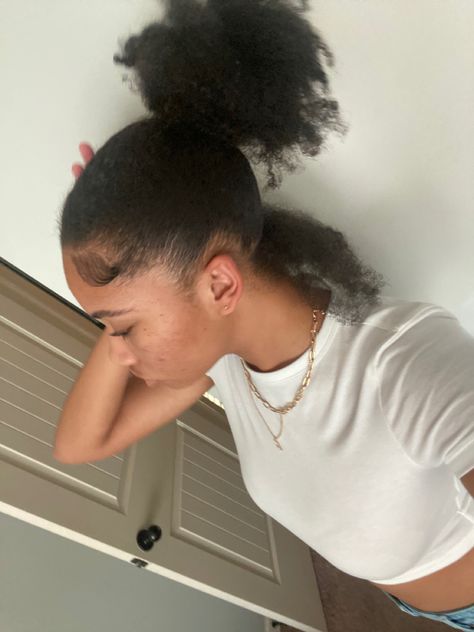 Slick Back With No Part, 4c Natural Hair Slick Back, Slick Back No Part, 4c Slick Back, No Part Slick Back Bun, Slick Back On 4c Hair, Slick Back Type 4 Hair, 4c Hair Slick Back, Slick Back Thick Natural Hair