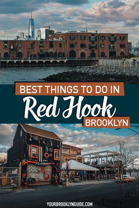 Amazing things to do in Red Hook Brooklyn one of the best neighborhoods in NYC to visit with Statue of Liberty views and a great NYC foodie scene Brooklyn Things To Do, Best Food In Nyc, Brooklyn Guide, Nyc Sightseeing, Nyc Tourist, Nyc Tips, What To Do In Nyc, Food In Nyc, Brooklyn Photography