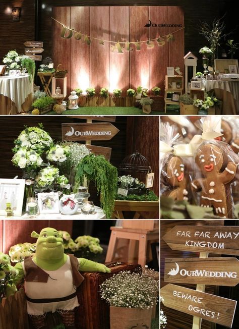 merrymarry (4) Shrek Themed Wedding, Weeding Themes, Shrek Wedding, Shrek Birthday, Swamp Theme, Shrek Party, Prom Planning, Bday Party Theme, Birthday Party Planning