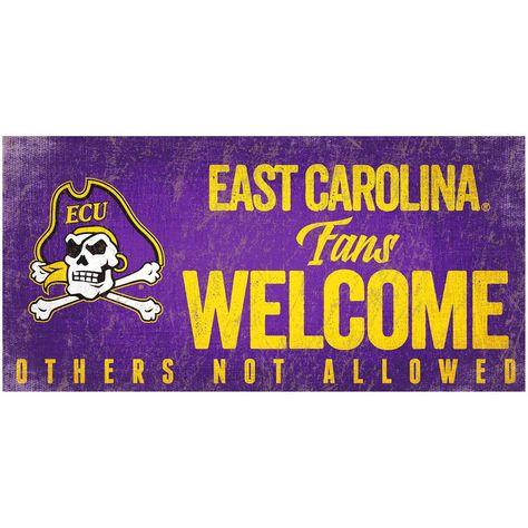 ECU Pirates 6" x 12" Fans Welcome Sign Ecu Pirates, Lsu Fans, Welcome Wood Sign, Football Signs, Lsu Football, Welcome Design, Vikings Fan, East Carolina Pirates, Board Designs