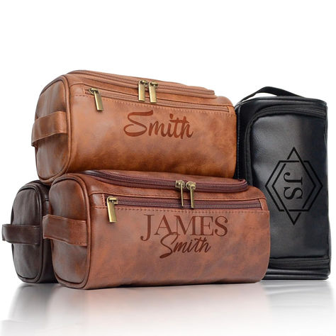 Create personalized toiletry experience with our custom toiletry dopp kit bag. Each men's leather toiletry bag is meticulously handmade by professional craftsmen, featuring double-needle stitching for durability. Your custom name or text is laser engraved, ensuring it won't fade over time. Choose from different colors and font styles to create a truly unique and personalized shaving kit for men. #afflink Personalized Toiletry Bag, Mens Toiletry Bag, Leather Toiletry Bag, Mens Travel Bag, Name Initials, Dopp Kit, Kit Bag, Toiletry Bags, Personalized Leather