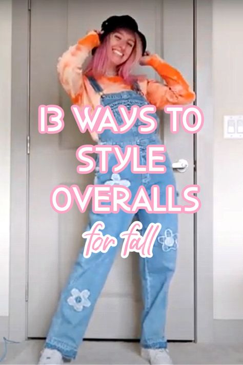 How To Wear Overalls In Winter, Cute Ways To Style Overalls, How To Wear Overalls, 70s Overalls Outfit, Jean Overall Outfits Fall, Jean Overall Outfits Winter, Denim Overalls Outfit Fall, Vintage Overalls Outfits, Cute Outfits With Overalls