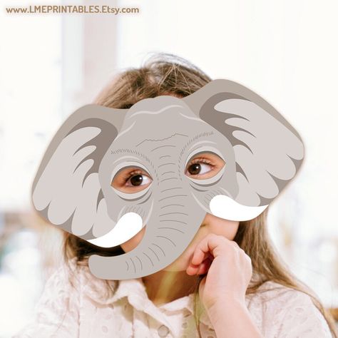 Elephant Mask Printable Halloween Costume for Kids Adult Gray - Etsy Meena Sing, Halloween Birthday Decorations, Elephant Mask, Printable Animal Masks, Halloween Costume For Kids, Photo Booth Props Birthday, Printable Mask, Mask Printable, Coloring Mask