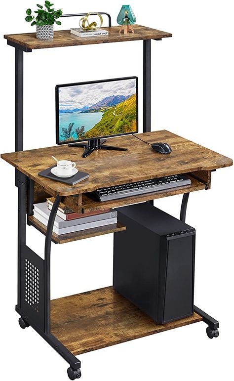 Mobile Computer Desk, Mobile Standing Desk, Printer Shelf, Mobile Desk, Desk With Keyboard Tray, Computer Desk With Shelves, Small Computer Desk, Computer Desks For Home, Small Computer