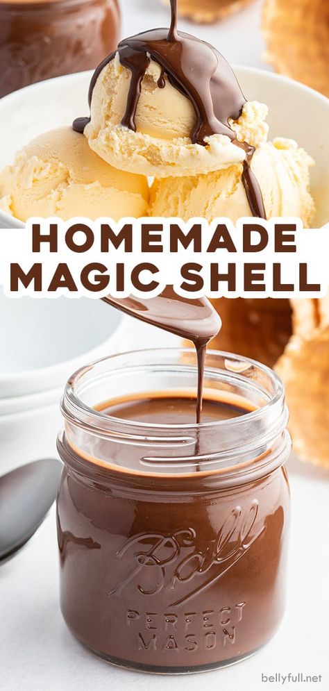 Homemade Magic Shell, Ice Cream Sauce, Magic Shell, Ice Cream Maker Recipes, Lost 100 Pounds, Homemade Ice Cream Recipes, Dessert Toppings, Cream Desserts, Ice Cream Toppings