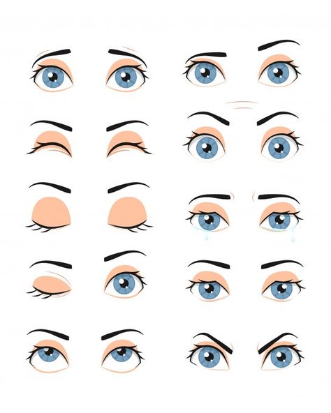 Collection of female eyes with different... | Premium Vector #Freepik #vector #people #character #cartoon #beauty Human Sketches, Character Shapes, People Character, Free Cartoon Characters, Disney Eyes, Angry Eyes, Doll Face Paint, Eye Expressions, Cartoon Body