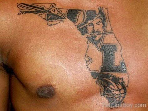 Dallas Cowboys Tattoo On Chest-TB12149 Buccaneers Tattoo, Bay Tattoo, Spear Tattoo, Dallas Cowboys Tattoo, State Tattoos, Florida Tattoos, Cowboy Tattoos, Magic Tattoo, 3d Tattoos