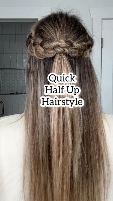 Lainey Ostrom on Instagram: "Quick half up hairstyle! Yay or nay? - #braidedhairstyles #braidedhair #halfuphairstyle #halfupdo #easybraid #fallhairtrends #trendyhairstyles" Half Up And Half Down Braids, Half Up Half Down Hairstyles Straight, Quick Half Up Hairstyles, Up Down Hairstyles, Half Up Braided Hairstyles, Work Hairstyles For Medium Hair, Half Up Half Down Updo, Braided Half Up Half Down Hair, Half Up Half Down Braid