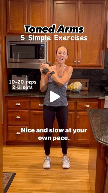 Michelle L’Heureux Wilson on Instagram: "5 simple exercises to tone and strengthen your upper body. At 63, I still need to maintain my strength and mobility which helps with better posture and the ability to keep up with life’s challenges. Take these exercises at your own pace. Beginners may start out without weights and gradually add them. 5 pound weights is the max for me. You do you! #fitbody #arms #womensfitness #fitover50women #exerciseathome #healthylifestyle" Easy Exercises To Tone Arms, Exercises To Tone Arms, Arm Toning Without Weights, Arm Exercises Without Weights, Arm Toning No Weights, Tone Arms Without Weights, Exercises For Arms, Tricep Workout Women, Upper Arm Exercises