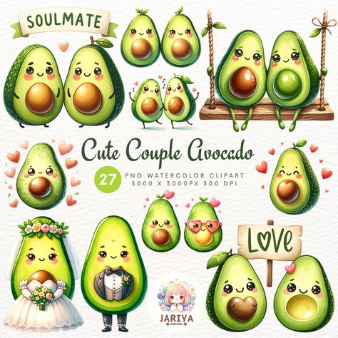 Cute Avacodos, Avocado Drawing Cute, Avocado Cartoon Cute, Avocado Clipart Cute, Avocado Vector Illustration, Baby Dragon Art, Avocado Art, Saint Patricks Day Art, Cute Avocado