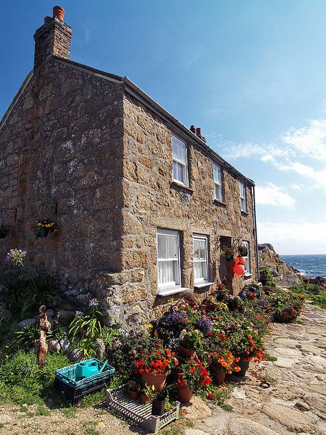 " Fishermans Cottage, Stone Cottages, Seaside House, English Cottages, Cottage By The Sea, House By The Sea, Seaside Cottage, Cottage Cabin, Cornwall England