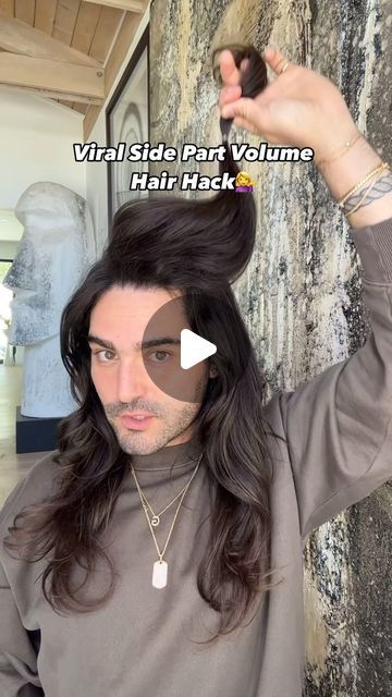 Matt Newman on Instagram: "been seeing this viral #sidepart volume hair hack all over #instahair and i HAD to try it! #hairstyleideas #bighair #hairgoals 💁‍♀️ do you wear a side part or a middle part?!" Volume Middle Part Hair, Side Volume Hair, Volume Side Part How To, Off Center Middle Part Hair, Voluminous Side Part, Side Part Hairstyles Tutorials, How To Do Side Part, How To Side Part Your Hair, Side Part Volume Hair