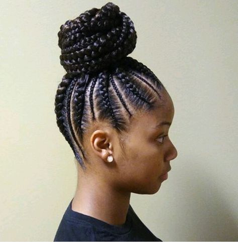 #Feed-In Bun #Pinterest @ShiiPhillips Iverson Braids, Ghana Braids Hairstyles, Cornrow Ponytail, African American Braids, Braided Bun Hairstyles, Braided Ponytail Hairstyles, Feed In Braid, Braids For Black Women, Cornrows Braids