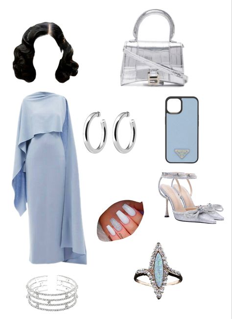 Luxury Light Blue Festive Sets, Luxury Light Blue Spring Sets, Light Blue Reception Sets For Eid, Festive Light Blue Sets For Eid, Summer Brunch Blue Shirt, Lunch Outfit, Silver Outfits, Blue Cocktails, Cocktail Event