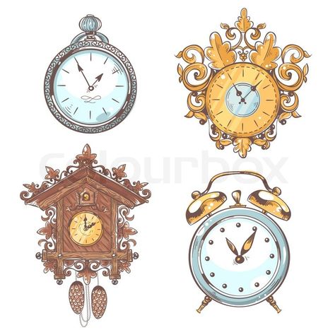 Time Sketch Clock, Time Illustration Clock, Retro Clock Illustration, Old Clock Illustration, Vintage Clock Png, Mandala Indiana, Clock Drawings, John Bauer, Creative School Project Ideas