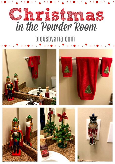 Christmas House Decorations Indoor, Small Powder Room Decor, Traditional Christmas Decor, Gingerbread House Kits, Powder Room Decor, Christmas Bathroom Decor, Vintage Holiday Decor, Christmas Fireplace Decor, Merry Bright Christmas